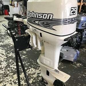 2000 Johnson 25 HP 2 Cylinder 2 Stroke 15" Tiller Outboard Motor